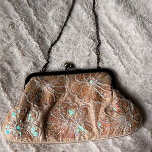 Vintage Floral Sequin Clutch